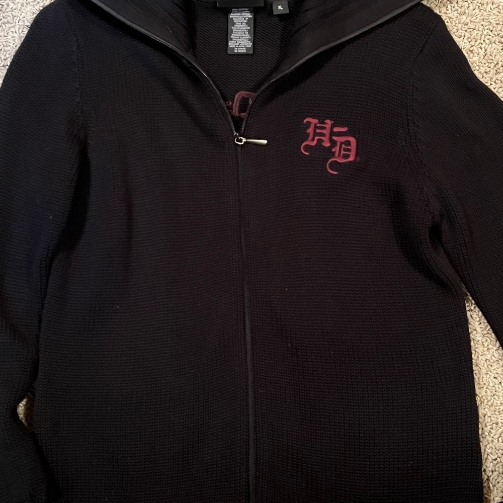 Harley Davidson black cardigan sweater